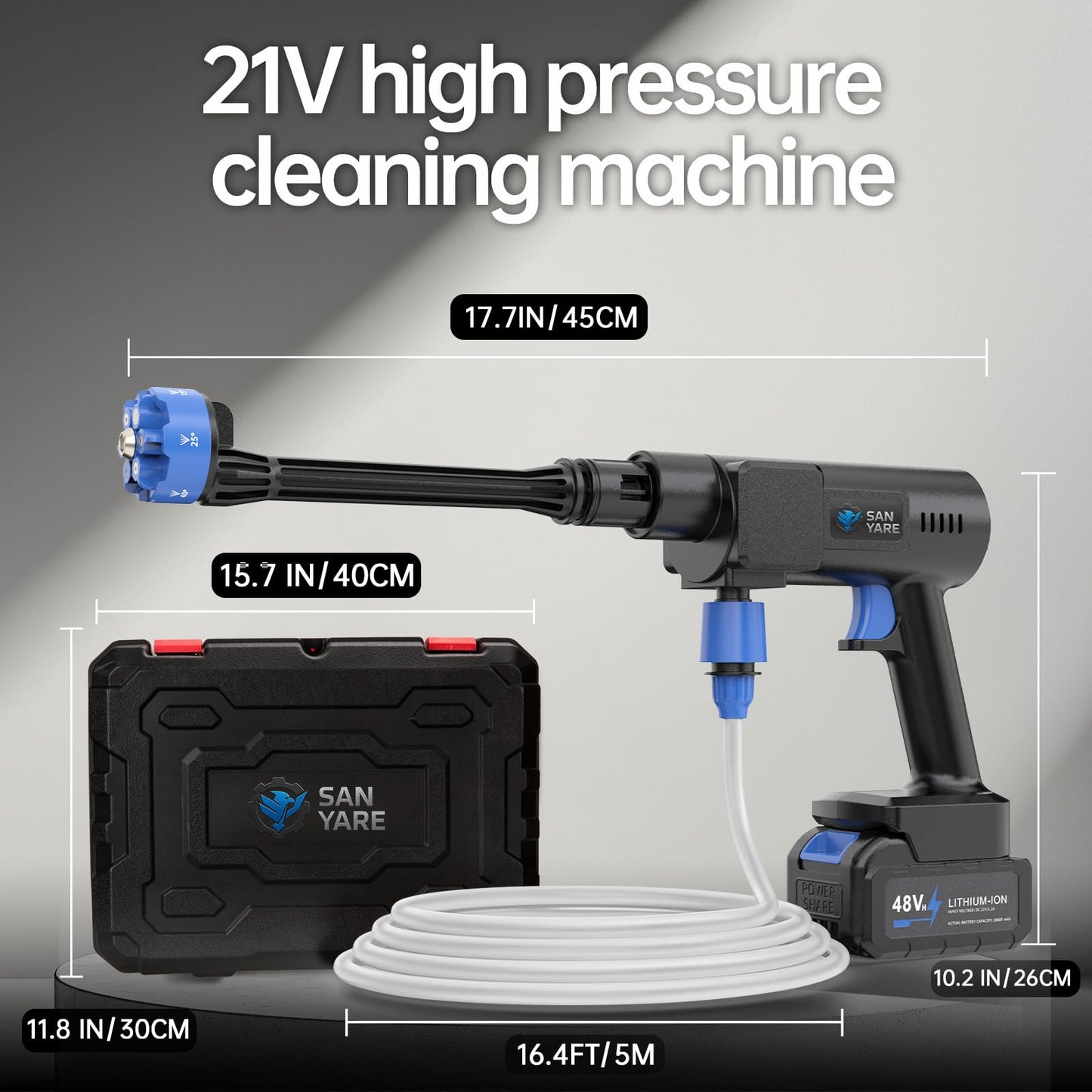 Cordless Pressure Washer,1200PSI Portable Pressure Washer with 2 Rechargeable 20000mAH Battery Power Washer,6 Modes Ajustable Light Duty Tools 6-in-1 Nozzle for Car/Fence/Garden/Floor/Yards