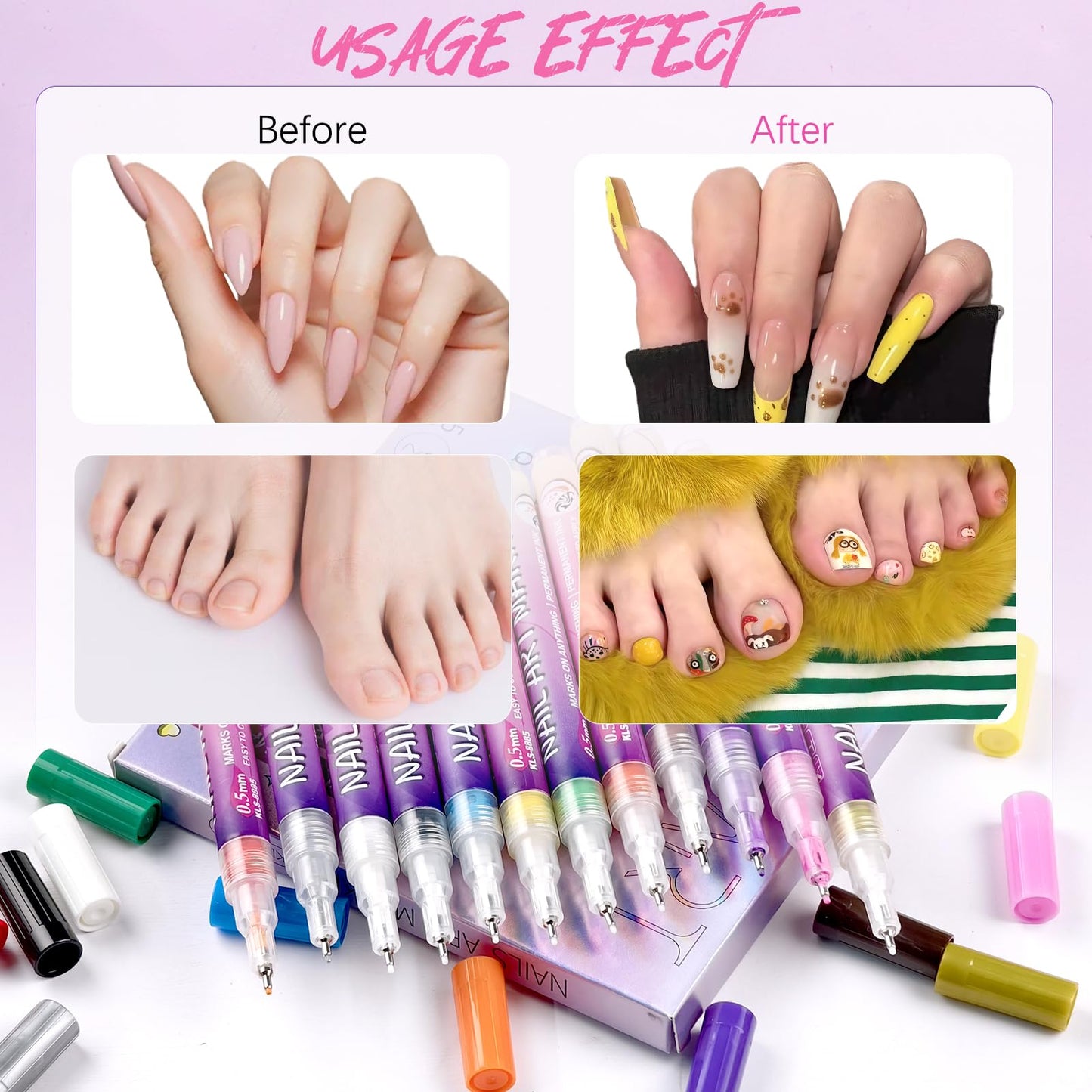 MKNZOME 12 Color Nail Art Pens, 2026 Upgrade 0.5 MM Nail Polish Pens Drawing Painting Point Liner Acrylic Painted Pen Kit, DIY Nails Art Design Manicure Tools Christmas Gifts (2 Set)