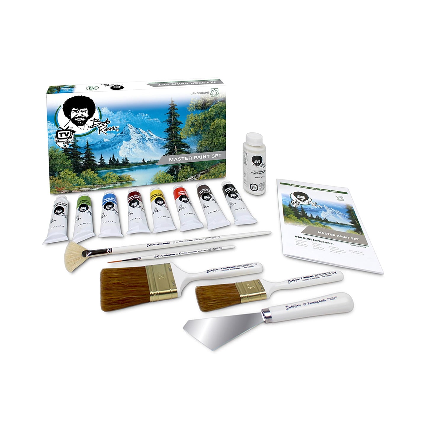 Bob Ross Master Artist Oil Paint Set Bundle with Aluminum Table Easel (2 Items)