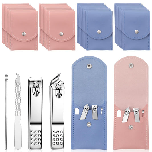 30 Sets 4-in-1 Stainless Steel Travel Manicure Kit with Case Portable Finger Nail Clippers Set Bulk for Personal Care, Gift, Travel, Hotel, and Charity Use