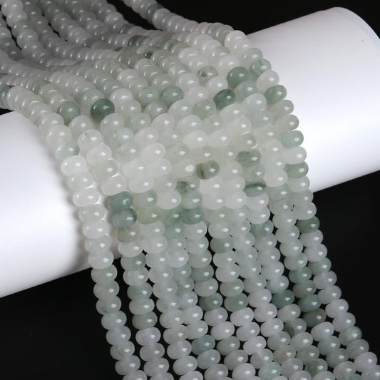 5x8mm 76pcs Natural Green Ice Jade Stone Rondelle Spacer Loose Beads Abacus Disk Stone Round Loose Gemstone Beads for Jewelry Making DIY Bracelet Necklace
