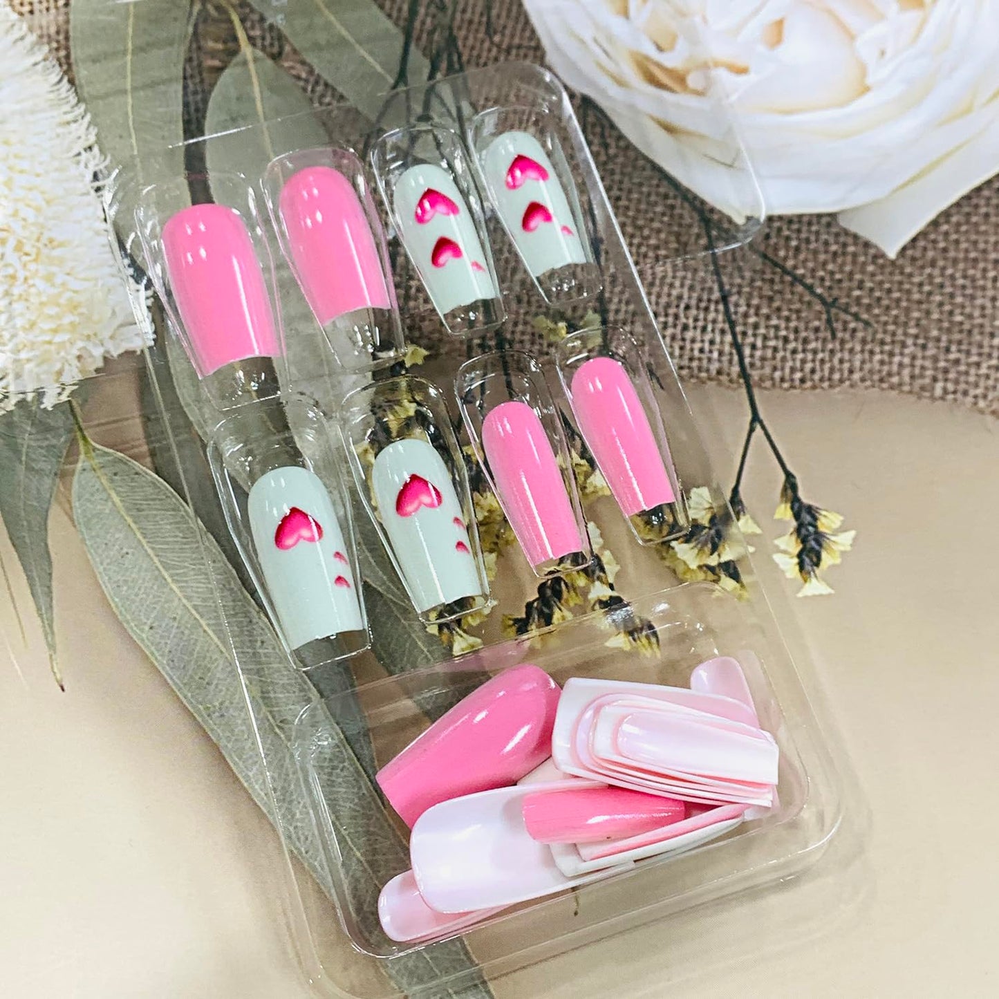 FIEONCIY Press on Nails Square Shaped Glossy Full Cover Acrylic Medium Length Square False Nails with Designs Artificial Short Coffin Fake Nails with Charms Glue ons Fingernails for Women Girls(Y481)
