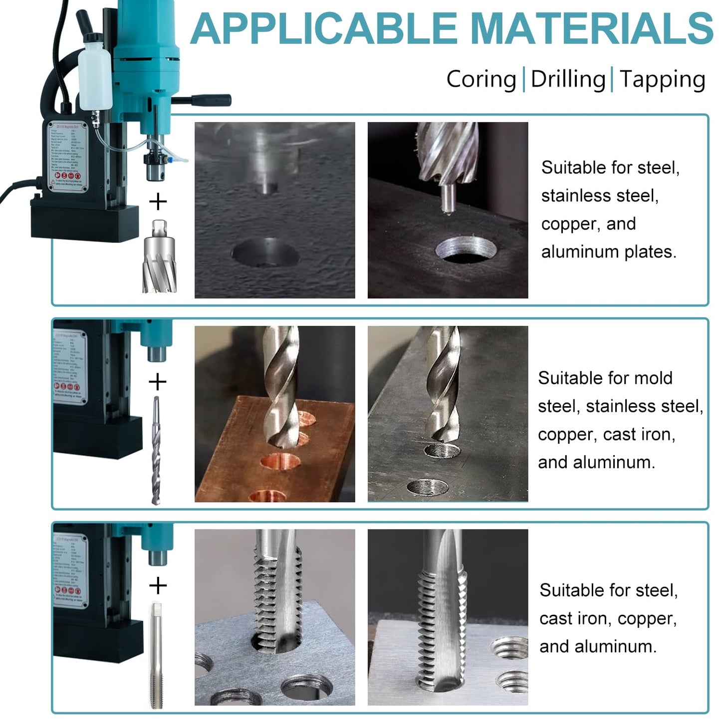 Zinnore Mag Drill Press, 1800W Magnetic Drill, 3370lbf/15000N Mag Force, Portable Electric Mag Drill Press for Metal Surface