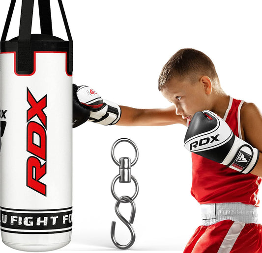RDX Kids Punching Bag 2FT, Heavy Filled Boxing Set, Non Tear Maya Hide Leather Junior Hanging Bag, Kickboxing MMA Grappling Muay Thai Taekwondo Karate BJJ Workout Training