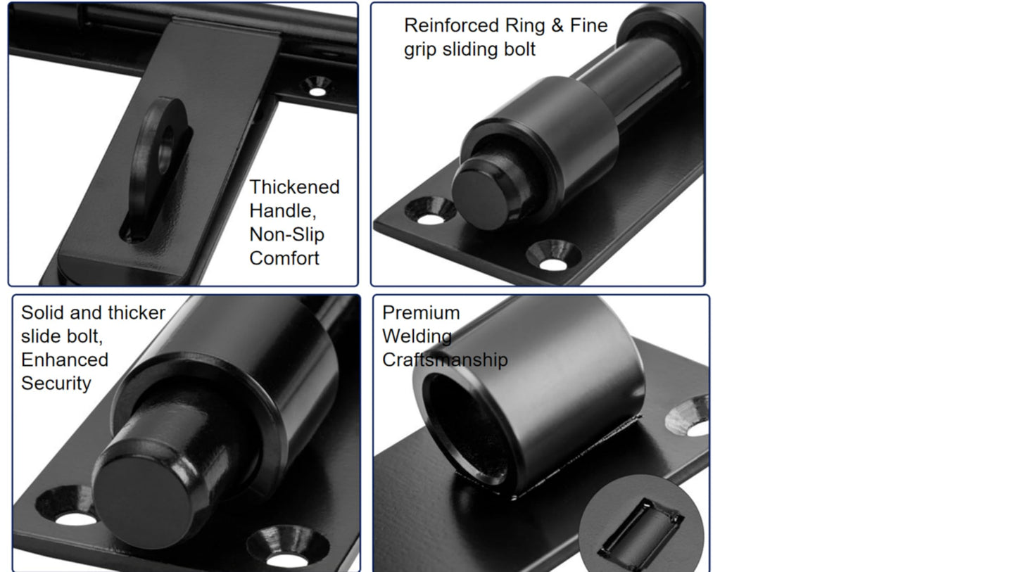 Heavy Duty 17" Carbon Steel Slide Bolt Latch - Extra Thick Security Lock for Barn Doors, Fence Gates, Warehouse, Entry Gates - Left/Right Hand Installation, Welding & Screw Mount (Patent Pending)
