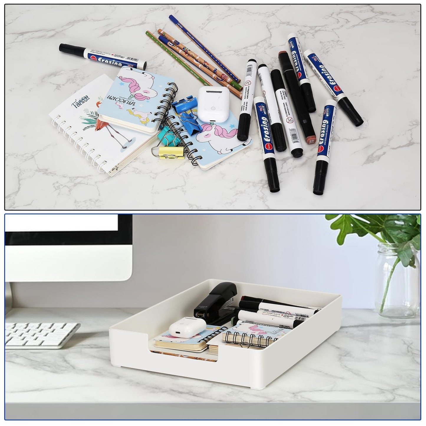Letter Tray Letter Organizer Paper Tray, Desk Drawer Organizer for Office Supplies, Magazines, Folders, File,Notebooks, Stationery, Plastic Desk Tray for Desktop, for Home, Office, School, 1 Tier