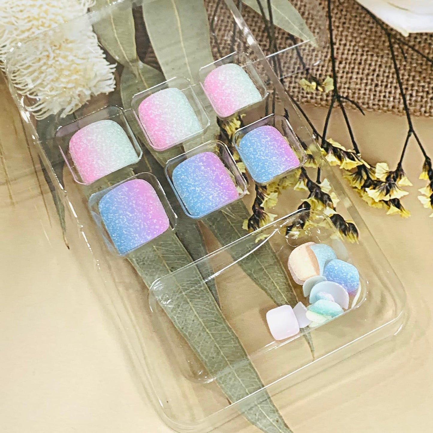 FIEONCIY Press on Toenails with Designs Acrylic Fake Nails for Toe Artificial False Nails with Charms Glue on Toe Nails for Spring Summer Stick on Toenails for Women Girls(JY169)