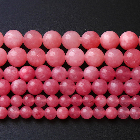 8MM 46PCS Natural Stone Rose Pink Jade Beads for Jewelry Making DIY Bracelet