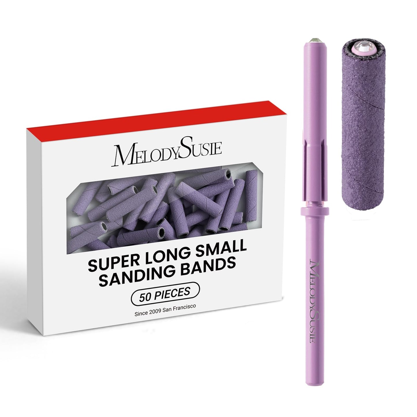 MelodySusie 3Pcs Nail Drill Bits Set with 50 Pcs Nail Drill Bits Super Long Small Sanding Bands