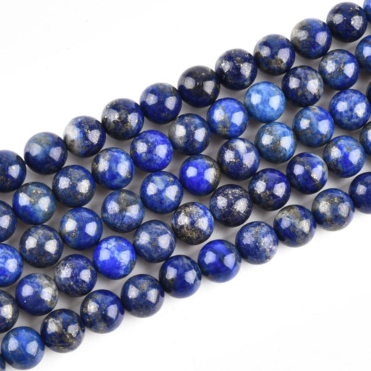 8mm Genuine Blue Lapis Lazuli Beads Round Gemstone Loose Beads for Jewelry Making (45-48pcs/strand)