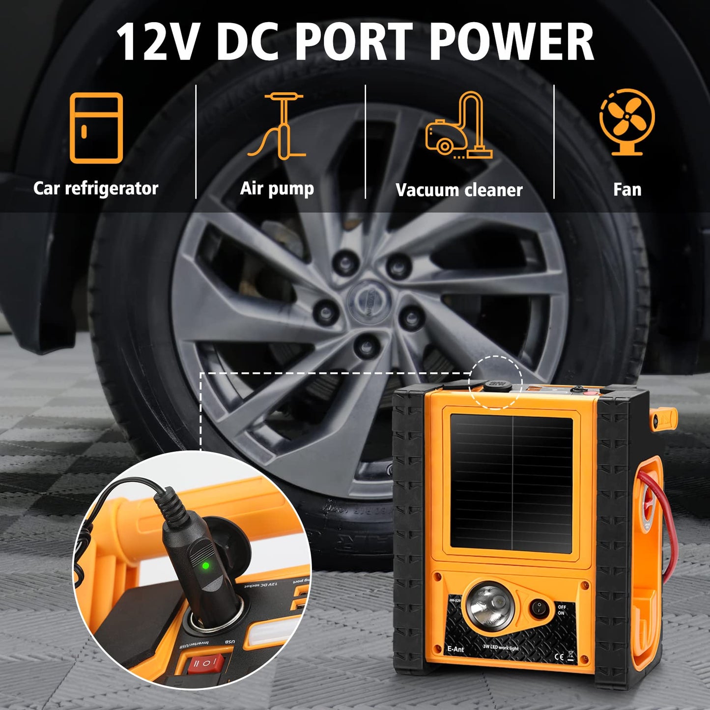2000A Peak Jump Starter with Air Compressor, Portable Power Station with 400W Inverter, 12V Car Battery Booster for 8.5L Gas/Diesel Engines