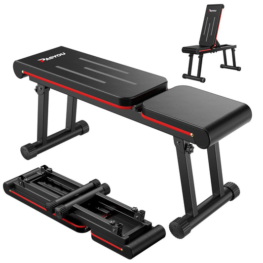 PASYOU Adjustable Weight Bench – Foldable Home Gym Bench Press, Multi-Angle Incline Bench, 660LB Capacity, Free Assembly, Dual-Frame (Model PB300)