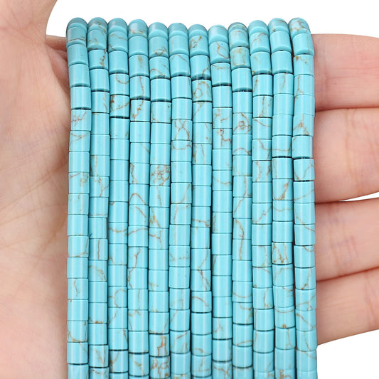 Natural Blue Turquoise Spacer Beads, Loose Semi Precious Flat Round Gemstone Heishi Disc Stone Beads for Beading Jewelry Making 4mm*4mm 38cm