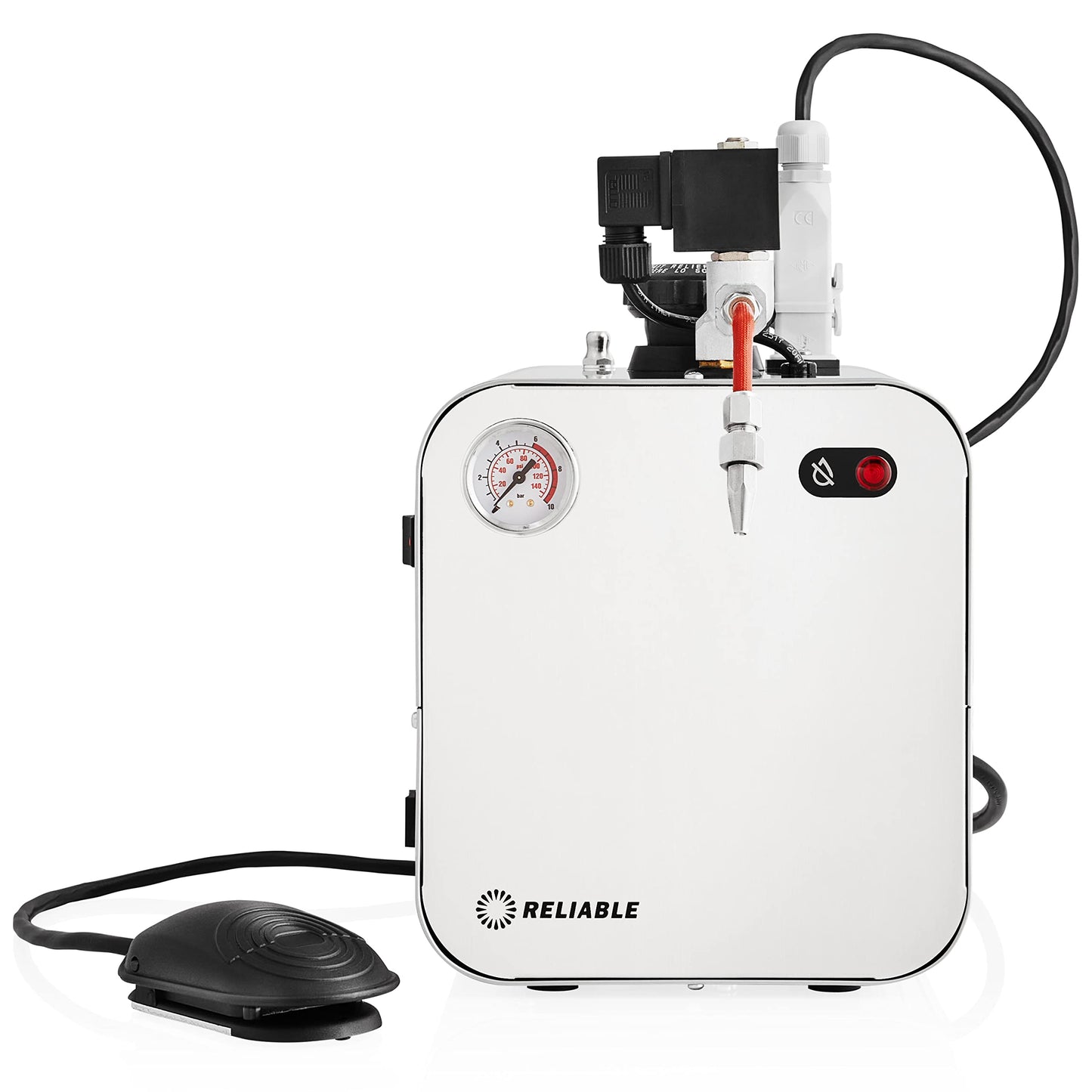 Reliable 5100CJ Stainless-Steel Jewelry Steam Cleaner with Eco Mode, 120V, 2.2 LTR Tank, 50 PSI, Stainless Steel Tank, External Heating Element, 4 Safety System, Pressure Gauge, Made in Italy