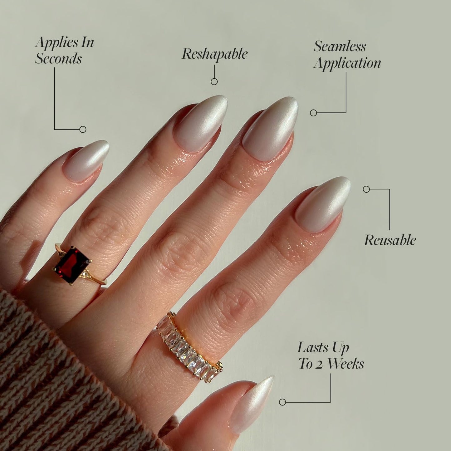 Glamnetic Press-On Nails Bundle - Bailey & Hailey | Medium Square Fake Nails, Sheer White Glazed | Glazed Short Almond False Nails | Reusable, Salon-Quality Nail Kits