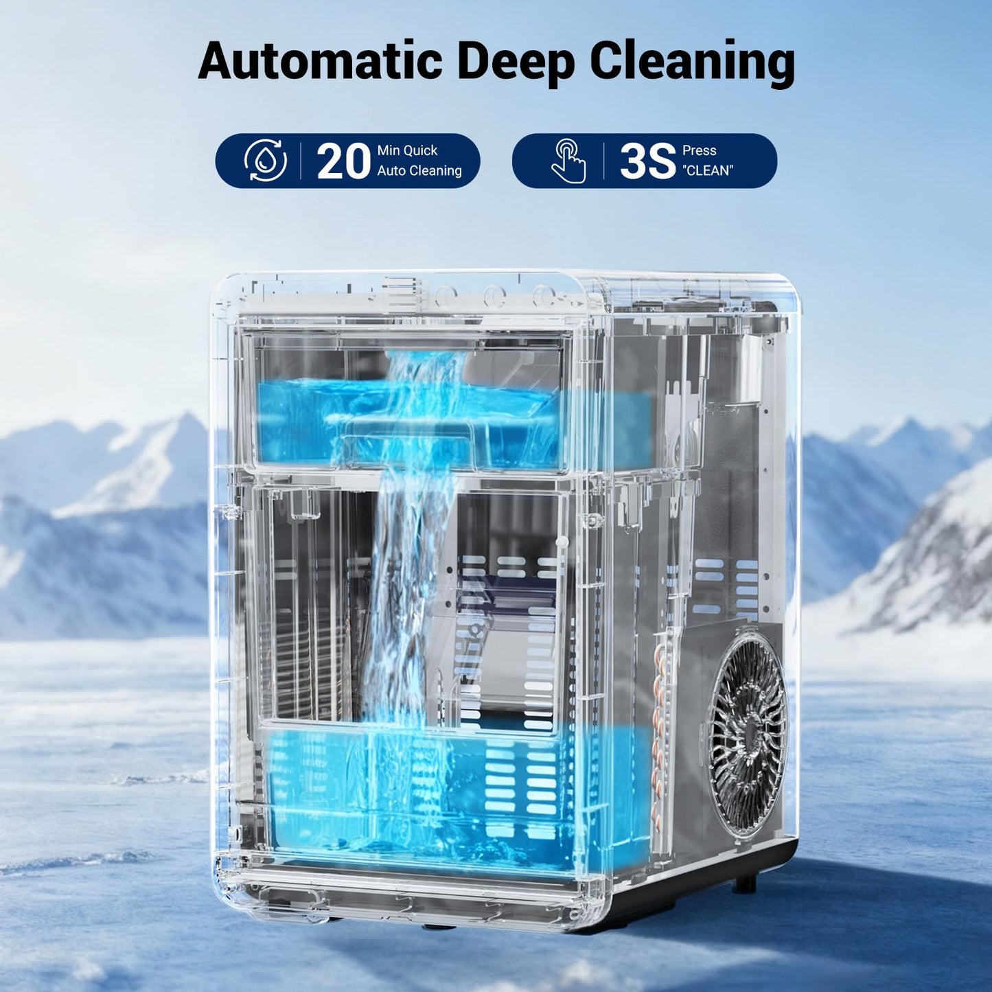 Nugget Ice Maker, 44lbs/24h Ice Makers Countertop, Soft Ice Ready in 5-10Mins Pebble Ice Maker, Self-Cleaning Pellet Ice Maker for Home, Kitchen, Office, Party