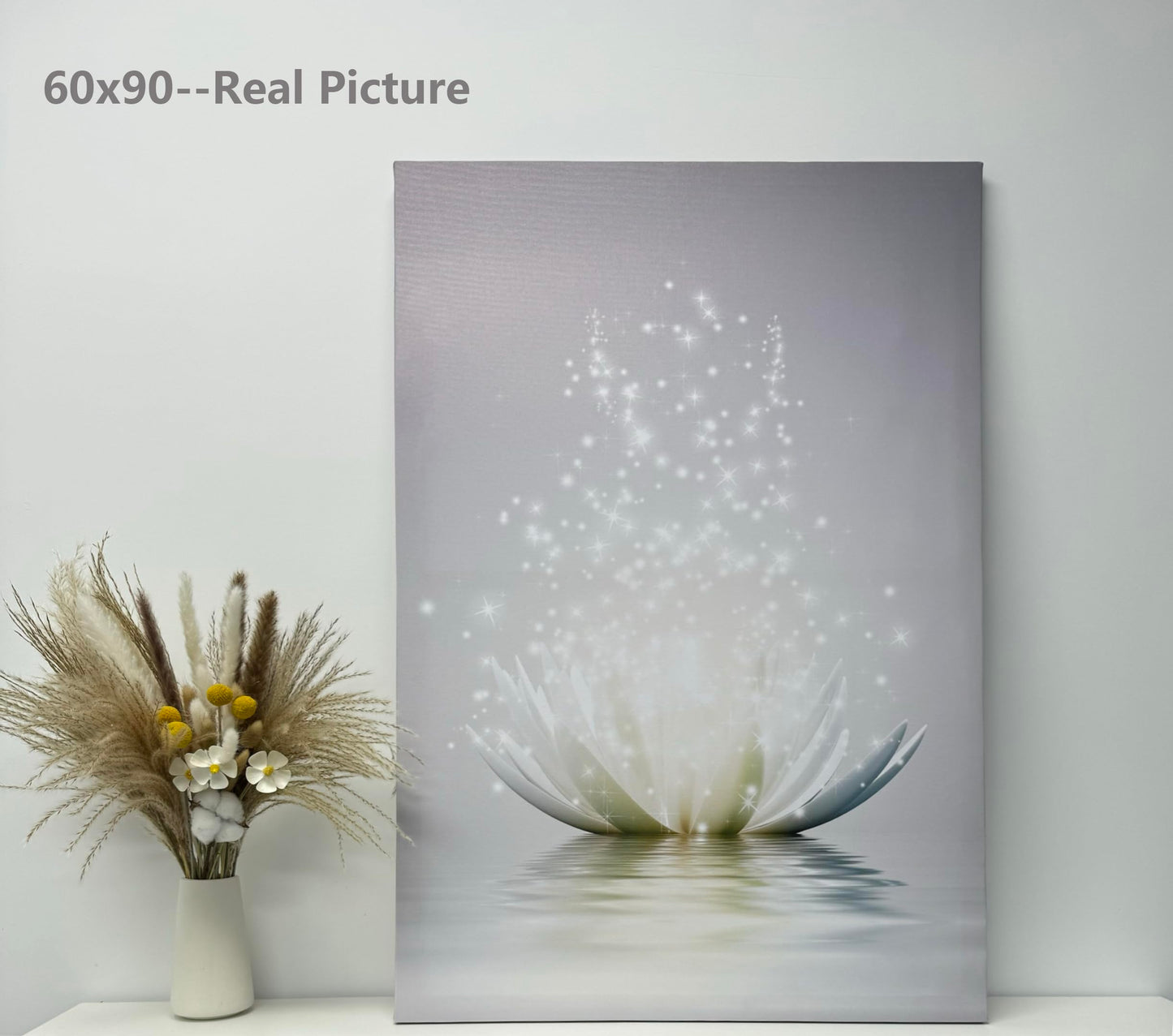 Lotus Floral Canvas Prints Art for Zen Office Decor Wall Art Meditation Pictures Modern Artwork Painting Framed Ready to Hang(16x24inch)