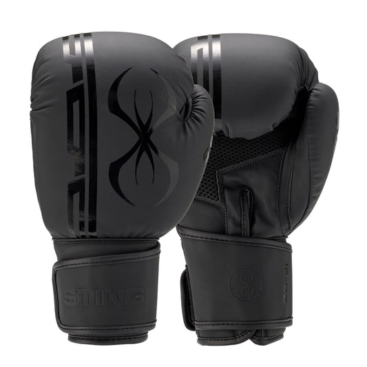 STING Armaplus Boxing Gloves, Matte-Finished High-Tech Gloves for Boxing, MMA, Muay Thai, and More, Shock-Absorbent Boxing Gloves for Men and Women, Boxing Equipment, Black, 16 Oz.
