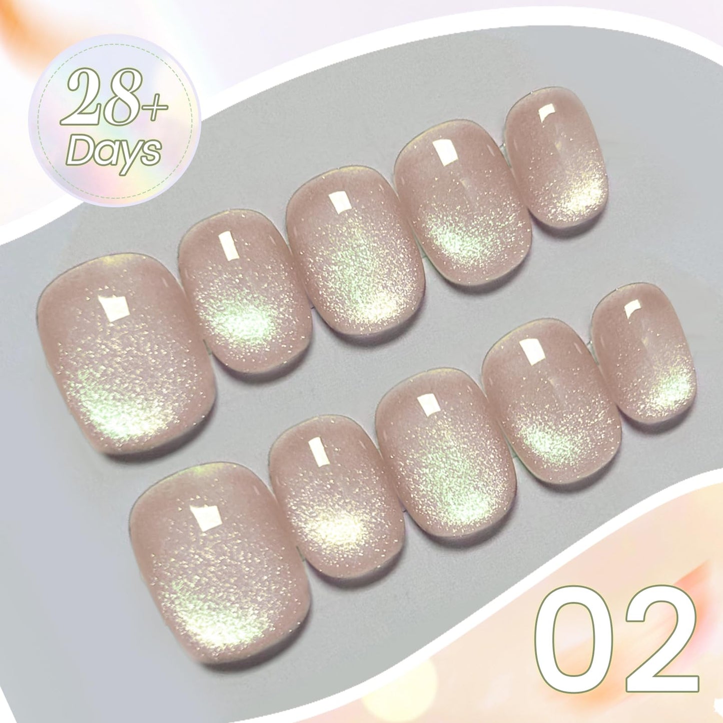 Born Pretty Cat Magnetic Eye Gel Nail Polish, Shimmer Glitter Holographic Auroas Gels Spring Summer Pink Green Blue Translucent, Gel Polish Set Manicure Salon Nails Art DIY at Home