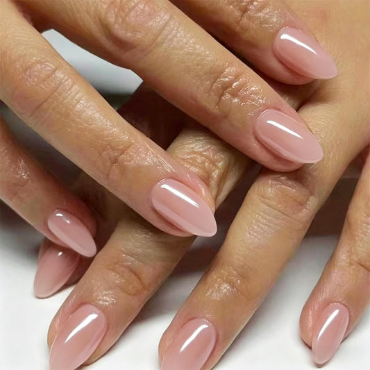 KQueenest Chrome Pink Press on Nails Short Almond, 30 Pcs Glazed Fake Nails Short Stiletto, Shiny Mirror Acrylic Nails Press on with Design, Natural Fit Stick on Nail for Women Daily Wear