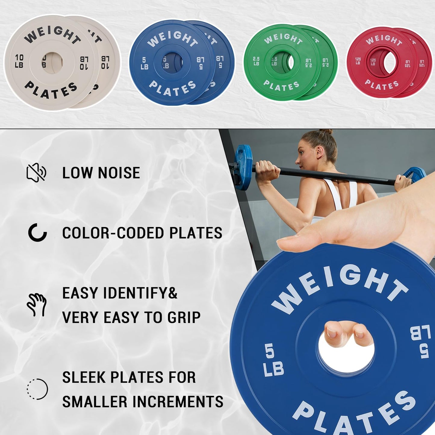 Garvee Red 1.25 LB Pairs Change Plates Set 2 in Fractional Weight Plates for Beginners,1.25-10 LBS Pairs 17.5 LBS 37.5 LBS Plate Set Rubber Coating & Steel Core