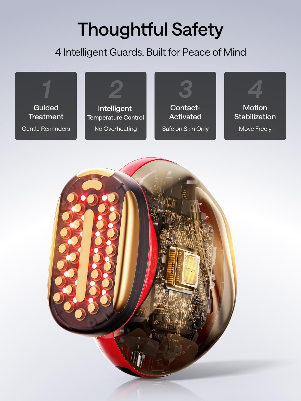 JMOON by Ulike Microcurrent Facial Device, Red Light Therapy for Face, Medical-Grade Anti-aging Skin Care, 4 Modes & 5 Energy Levels for Face Lift, Ideal for Smile Lines, Eyes, Forehead, 2 Gels Includ