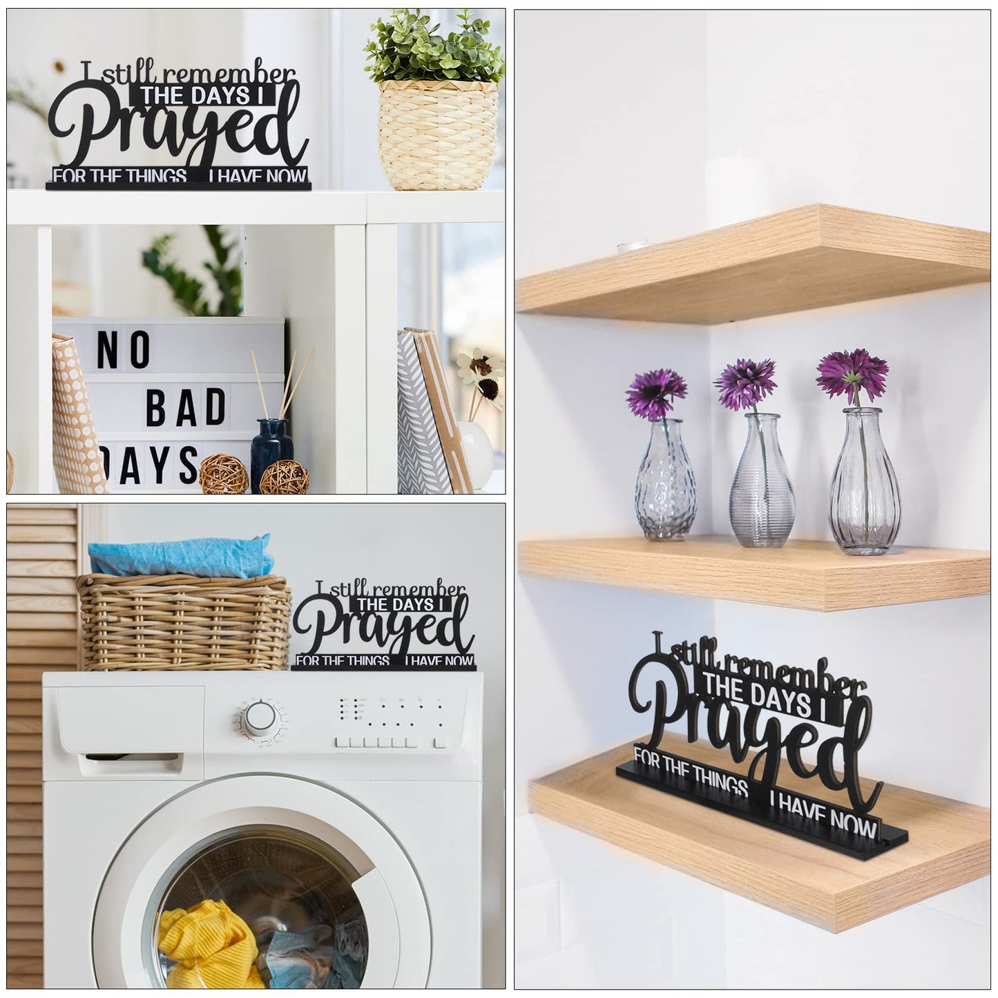Jetec I Still Remember The Days I Prayed Sign Inspirational Table Blessed Signs Motivational Decor Farmhouse Table Home Centerpieces Faith Wooden Shelf for Living Room Office(Classic Style)