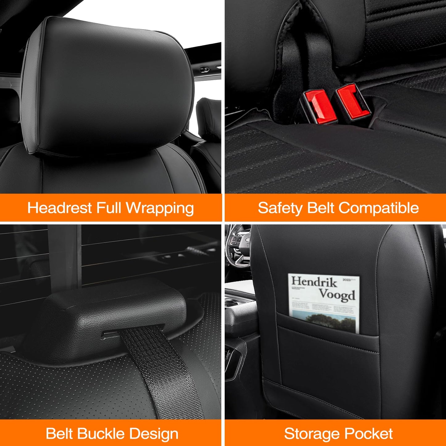 Super Cover for Ford F150 Seat Covers 2015-2025, Full Covered Leather Seat Protectors Truck Pickup Waterproof for F-150 2024 2023 2022 2021 Accessories, Only Fit 1st Row Bucket Seat SuperCrew (XL,XLT)