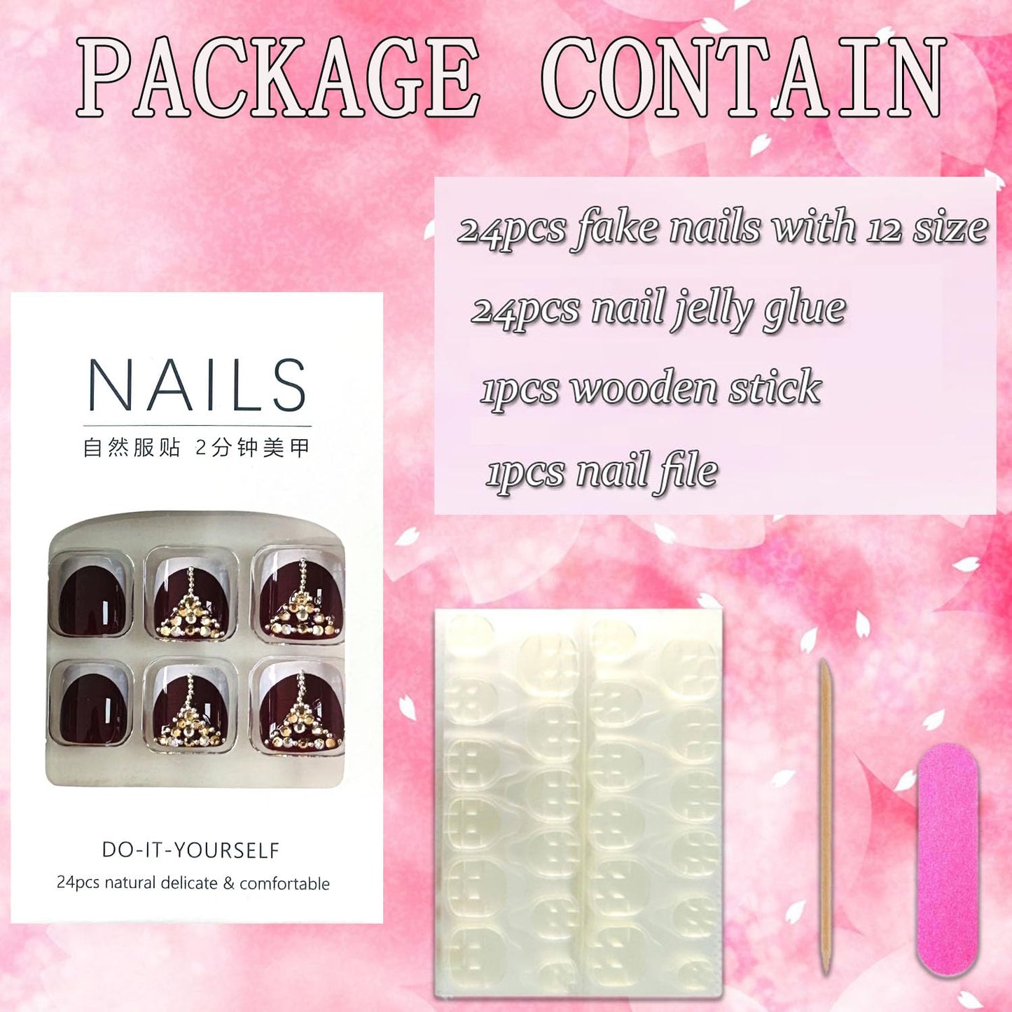 FIEONCIY Press on Toenails with Designs Acrylic Fake Nails for Toe Artificial False Nails with Charms Press on Toe Nails for Spring Summer Stick on Toenails for Women Girls(WSJ2518)