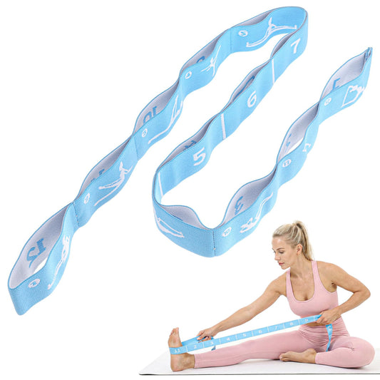 Elastic Yoga Stretching Strap with 12 Loops, Multi-Functional Stretch Band for Pilates with 12 Loops, Stretch band Yoga Strap with Loop for Dance, Gymnastics, Flexibility & Resistance Training, Ballet