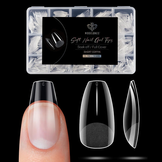 Modelones Short Coffin Nail Tips - 510Pcs Fake Nails Gel Tips Half Matte Full Cover No Filed Stronger Press on for Manicure Extension Art DIY Salon 15 Sizes