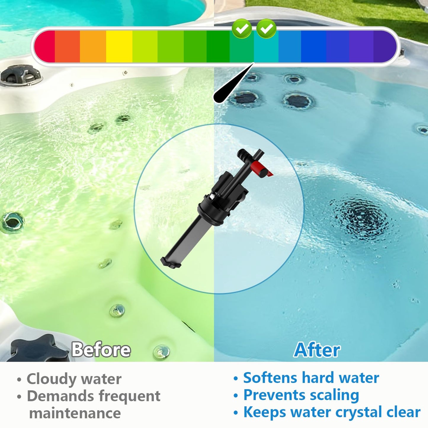 Hupsjer Salt System Cartridge Replacement - Water Treatment Replacement Cartridge for Spas & Hot Tubs, Hot Tub Salt Cartridge for Hot Spring Highlife, Limelight, Up to 4 Months Each, 3Pack
