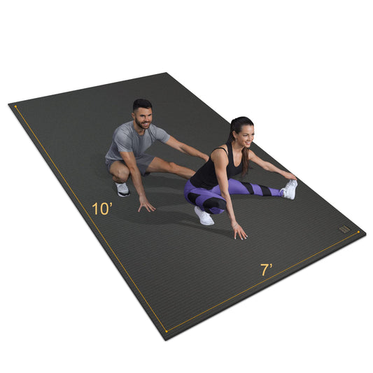 Gxmmat Extra Wide Large Exercise Mat 12'x7'/10'x7/8'x7(7mm), Thick Workout Mats for Home Gym Flooring, High-Density Durable Cardio Mat, Shoe Friendly, Perfect for Plyo, MMA, Jump Rope, Weight, Fitness