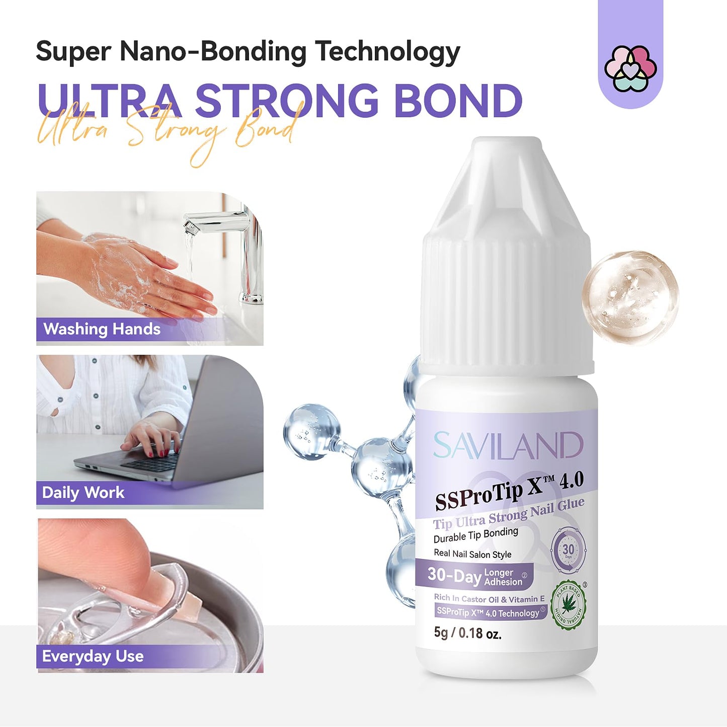 SAVILAND Nail Stand for Press On Nails Display:15pcs Nail Stand Set 3X Strong Magnet Fake Nail Holder Painting Strong Nail Glue for Acrylic Nails Press On Nails: Extra Strength Nail Glue 5 g