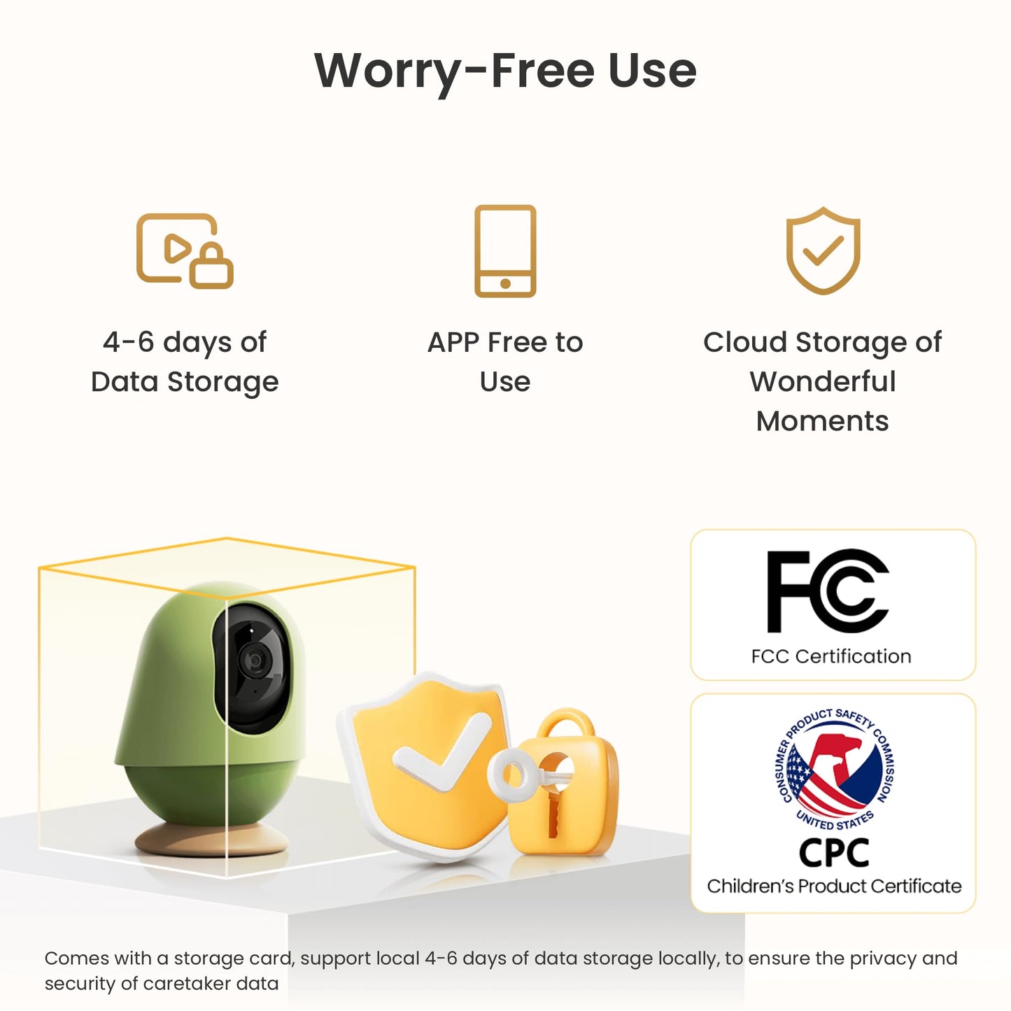 MONAI WiFi Baby Monitor with Camera and Audio, Covered-Face/Sleep/Cry Alerts, Virtual Safety Fence, AI-Powered Smart Baby Monitor with 3K FHD, Night Vision, Local Storage & Cloud Backup, Crib Mount