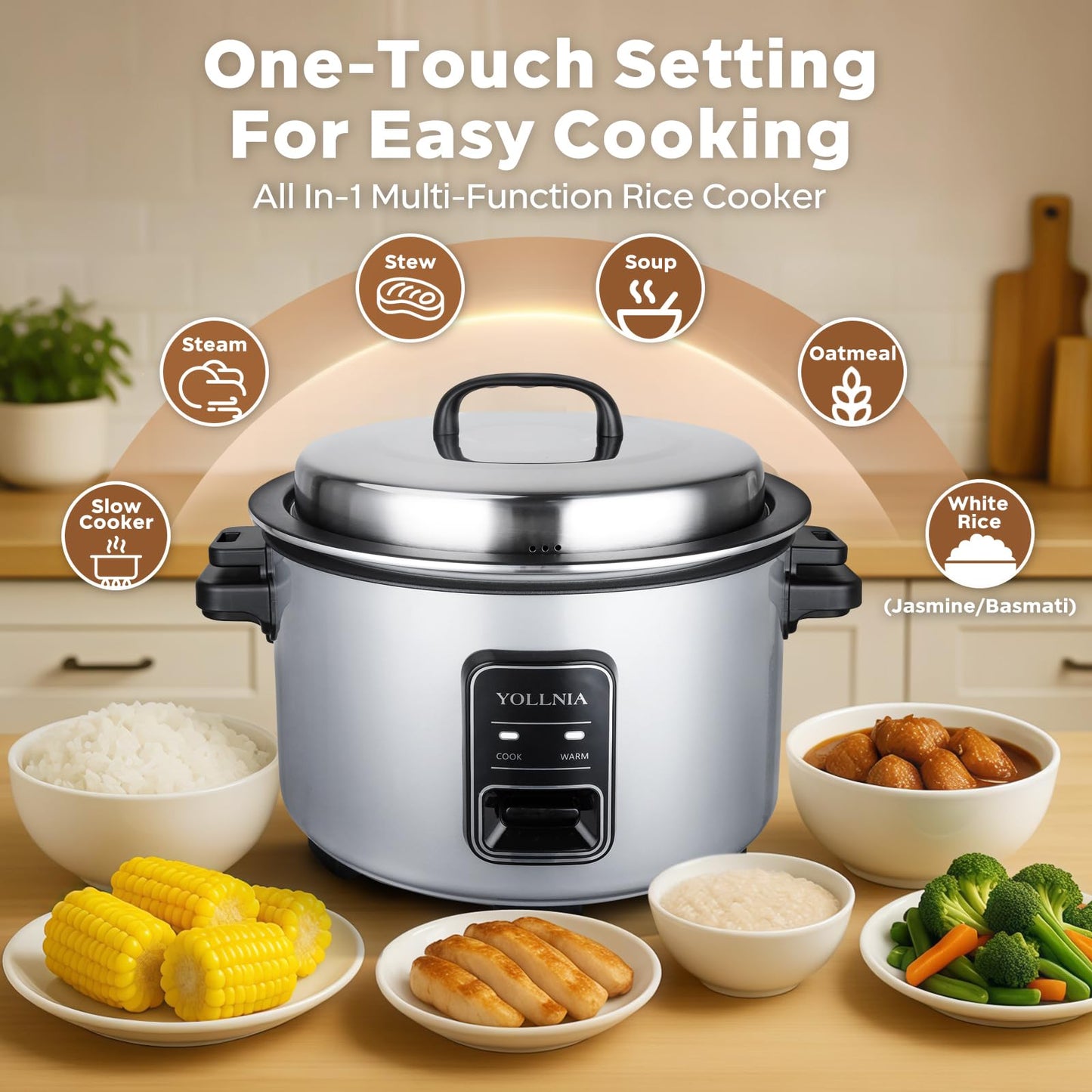 15L Commercial Rice Cooker 84 cup(Cooked) Large Rice Cooker | 24-hour Keep Warm| One Touch Operation, Food Warmer with nonstick pot |1350W Fast Cooking Electric Rice Cooker for Restaurant