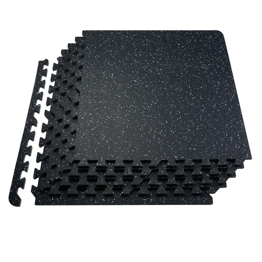 VEVOR 0.56In 100sq.ft 25 Tiles Gym Flooring for Home Gym, Rubber Top with High Density EVA Foam, 25" x 25" Gym Floor Exercise Equipment Mats, Interlocking Gym Mats, Puzzle Workout Mats, Black & White
