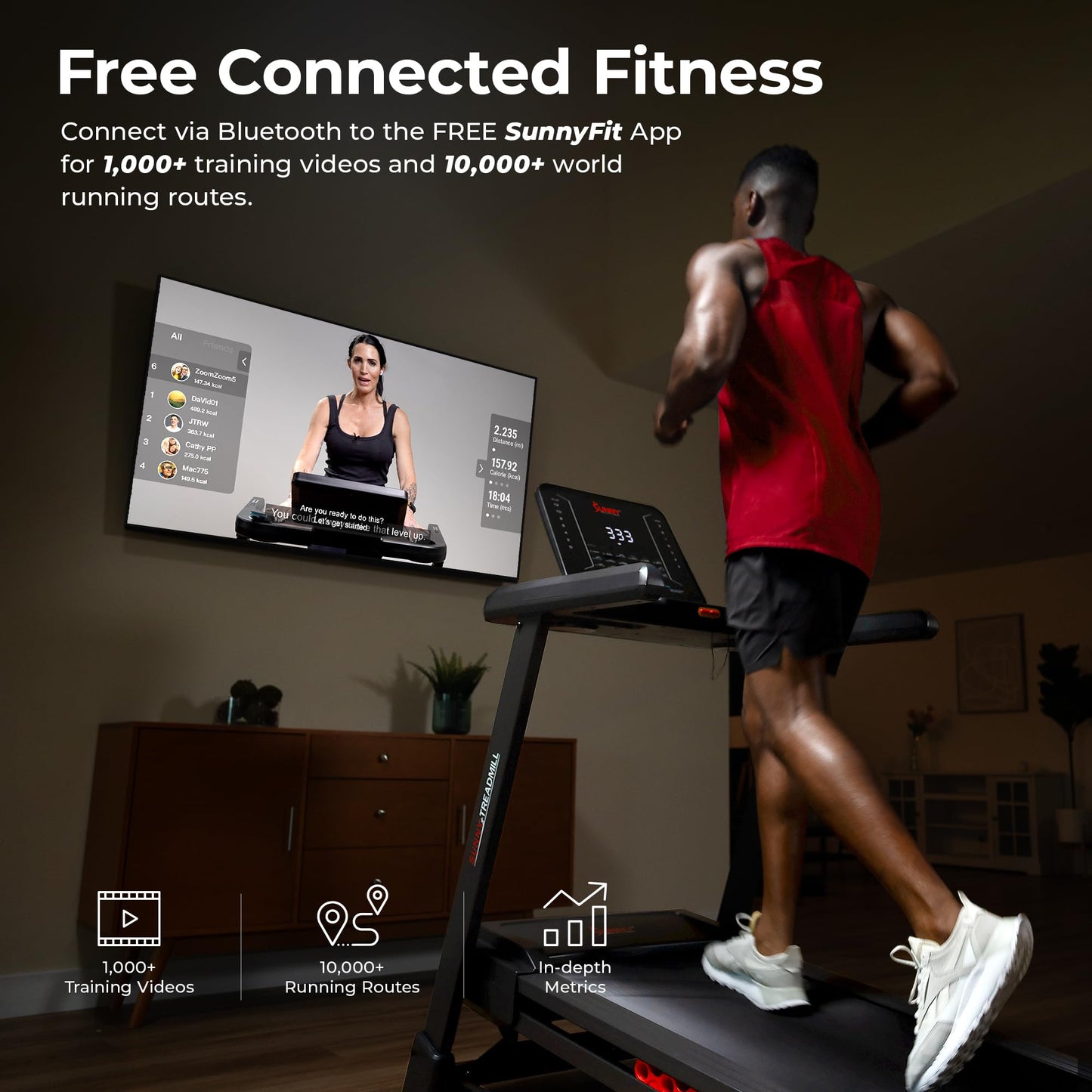 Sunny Health & Fitness Treadmill Elite Smart Auto Incline for Home Use, 20” Wide Running and Walking Deck, Flex Shock Suspension with 300 LB Weight Capacity Bluetooth SunnyFit App - SF-T723016…
