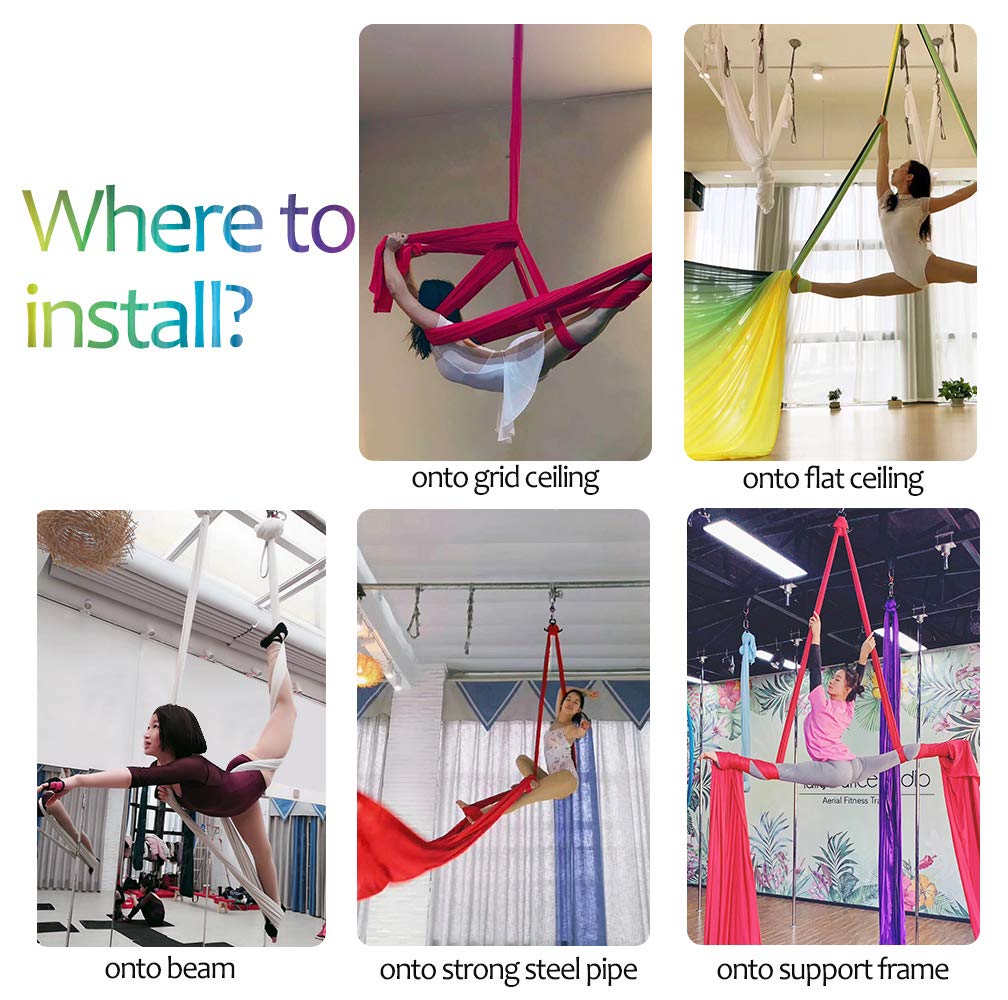 Aerial Silks Deluxe Equipment Set for Aerial Yoga, Aerial Yoga Hammock, Aerial Acrobatic,Circus Arts, Aerial Dance(L:10m W:2.8m (Wine Red)