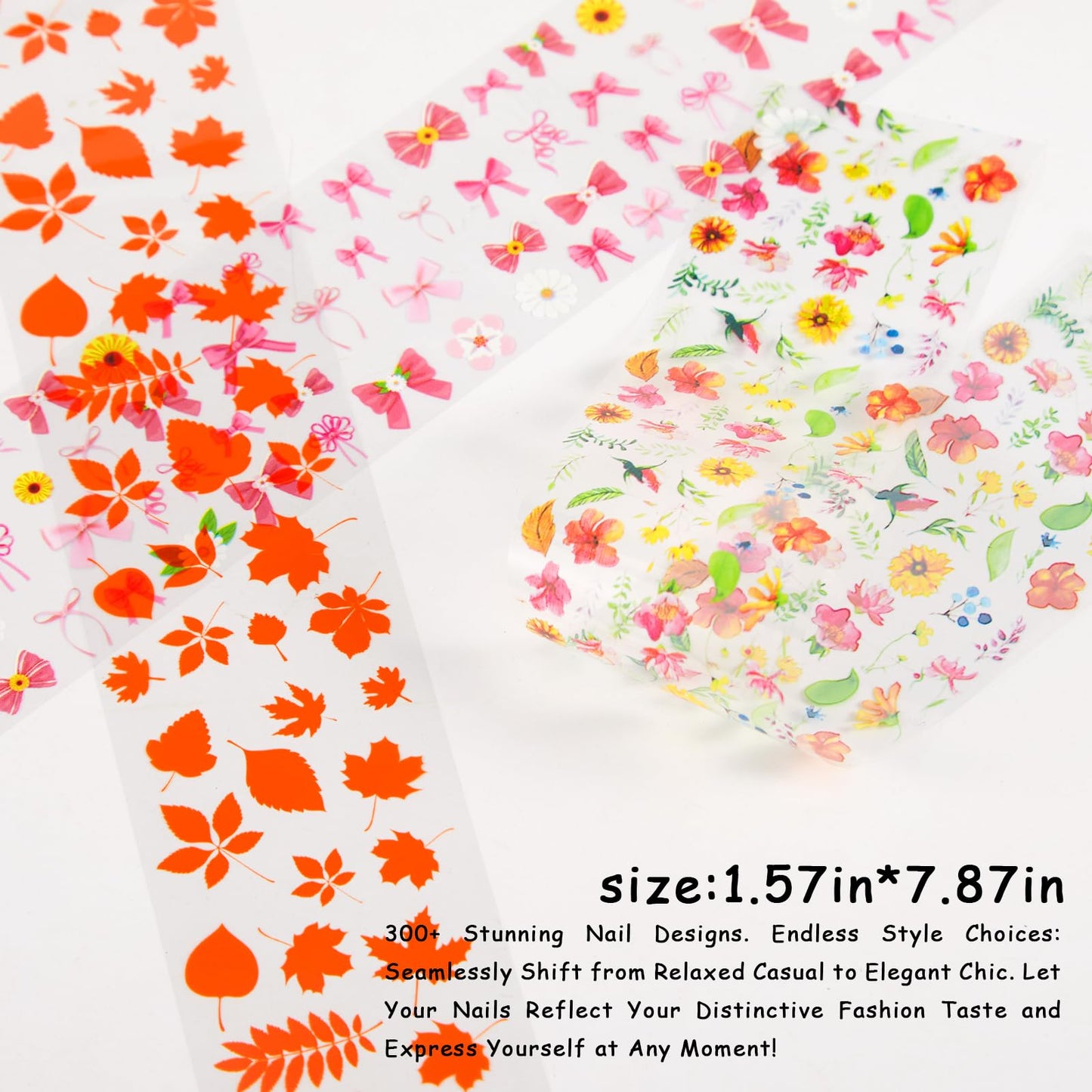 JERCLITY 300 Sheets Nail Foil Transfer Stickers Set Nail Foils Transfer Art Marbling Flower Butterfly Lace Aurora Iridescence Design for Women Girls Decoration
