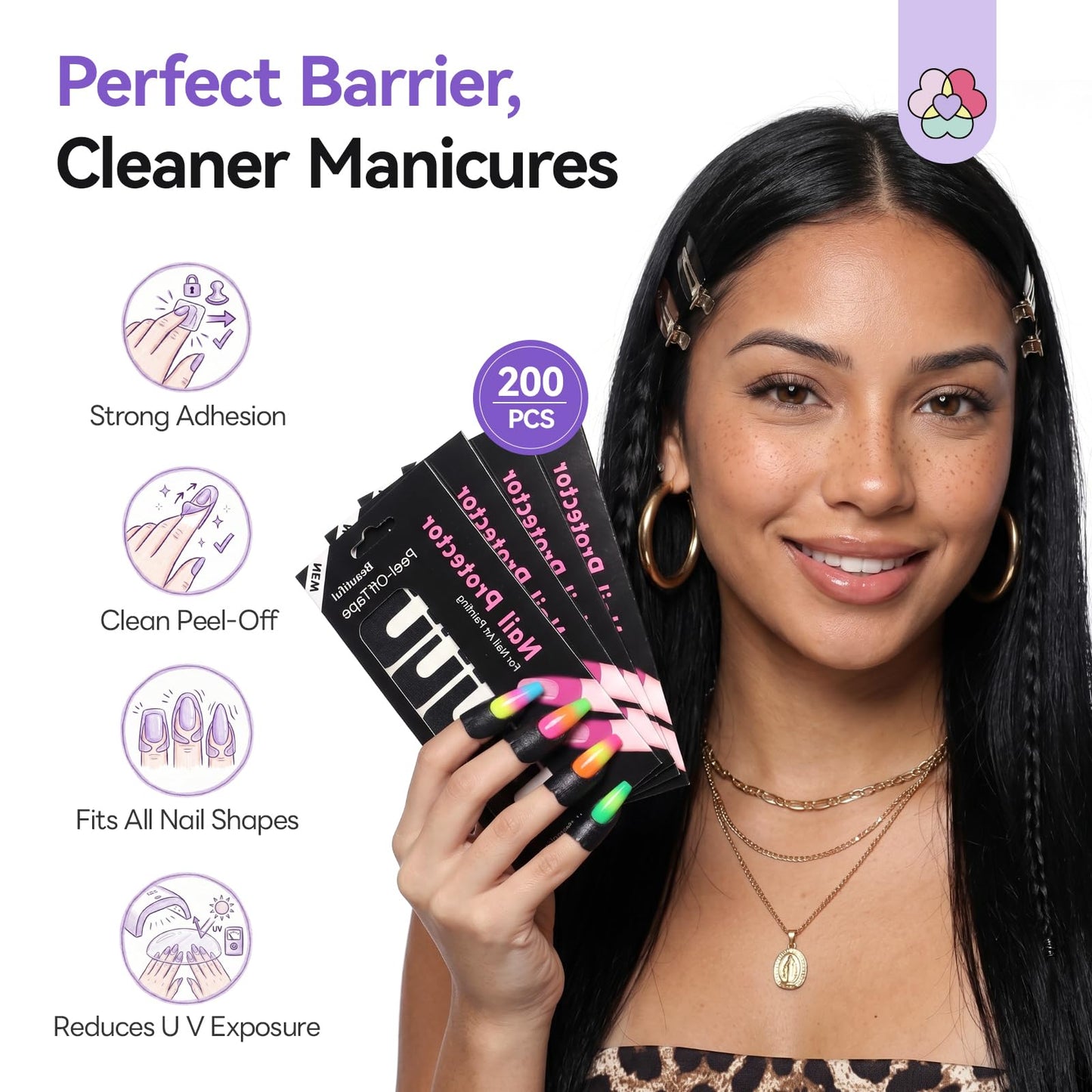 SAVILAND Nail Polish Protector for Fingers: 200PCS U V Protection Nail Cuticle Strong Adhesive Peel Off Nails Polish Barrier U-Shaped Cuticle Protector for Airbrush Painting Gel Polish Nails Art