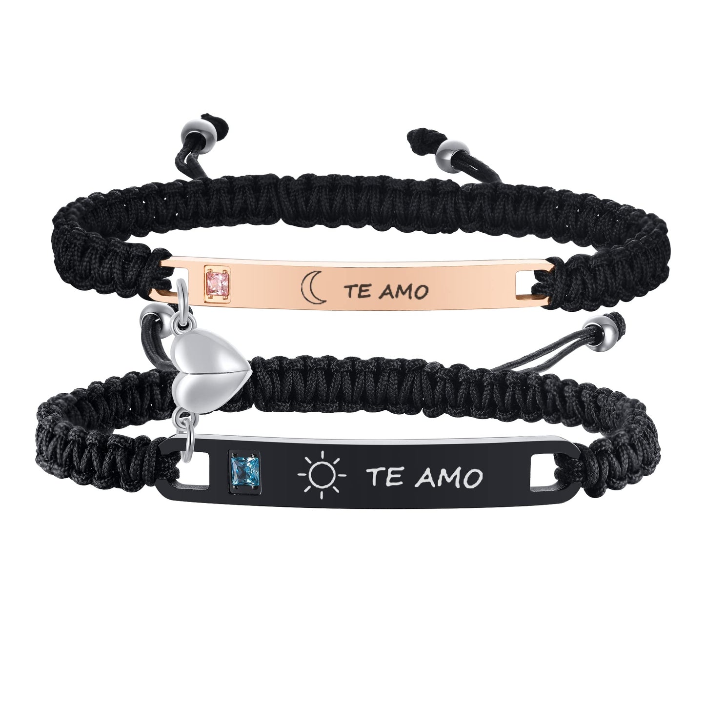 MEALGUET Te Amo Couple Bracelet for him her, Hand Braided Couple Bracelets Set Mutual Attraction Relationship Bracelet Personalized Gift for Men Women, Handmade Jewelry for Lover