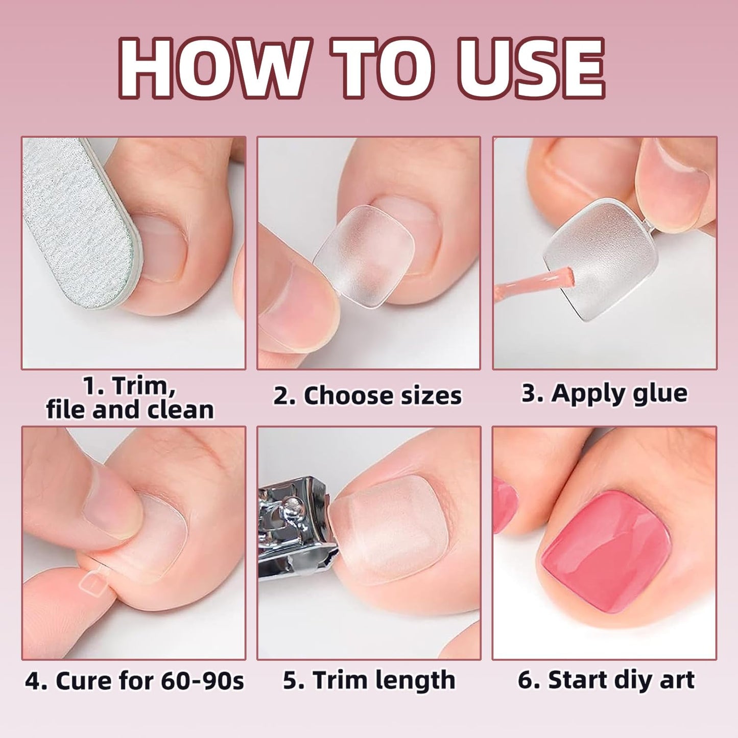 Toe Nail Tips Short Square False Soft Gel Full Cover ToeNail Tips Matte Press on Fake Toenails 12 Sizes 240pcs Pre-shape Acrylic Toenails Tips For Nail Extension Home DIY Nail Salon