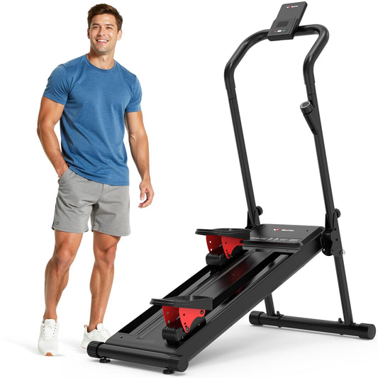 Magnetic Stair Stepper for Home, Folding Stairmaster with Resistance Adjustment, Folding Vertical Climber w/320 LBS Capacity,2 Incline Levels, 12'' Extended Pedal