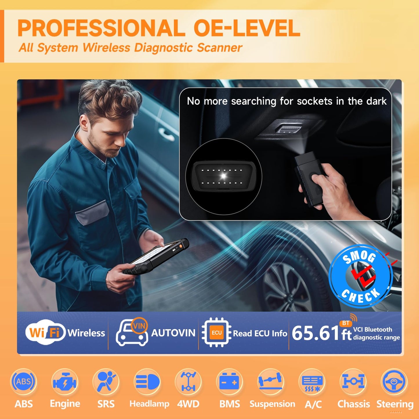 2026 FOXWELL Scanner NT809BT OBD2 Scanner Diagnostic Tool with 30+Resets, All System Bidirectional Scan Tool for All Vehicles, CAN-FD, FCA Autoauth, 3-Yr Free Update, AutoVIN, Wireless 65-Foot, Orange