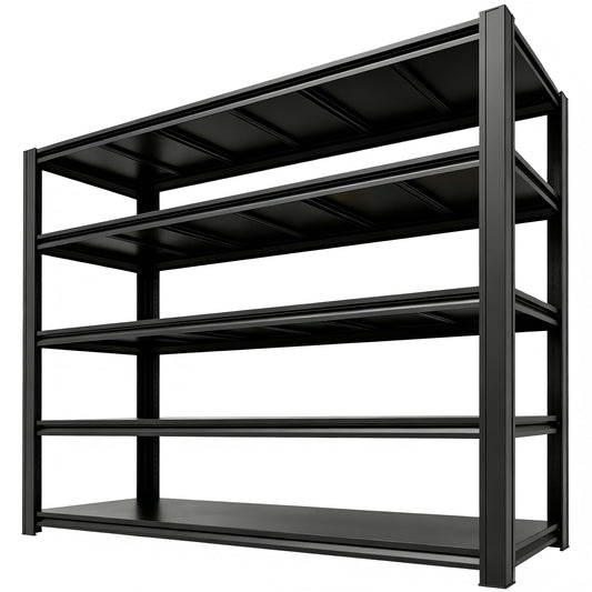 KIFDYTH 62" Wide Heavy Duty Garage Shelving Units, 3500 LBS Storage Shelves, Black Metal Garage Shelves, Large Storage Rack,Industrial Shelving for Shop,Warehouse,Basement(84" H×62W×24.05D)