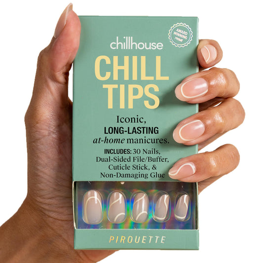Chillhouse - Chill Tips, Press on Nails Kit - Pirouette (Oval) - 30 Nail Shapes & Sizes - Up to 2 Weeks of Wear - Customizable Fit - Reusable - Latina Founded & Women Owned - Beauty & Self Care