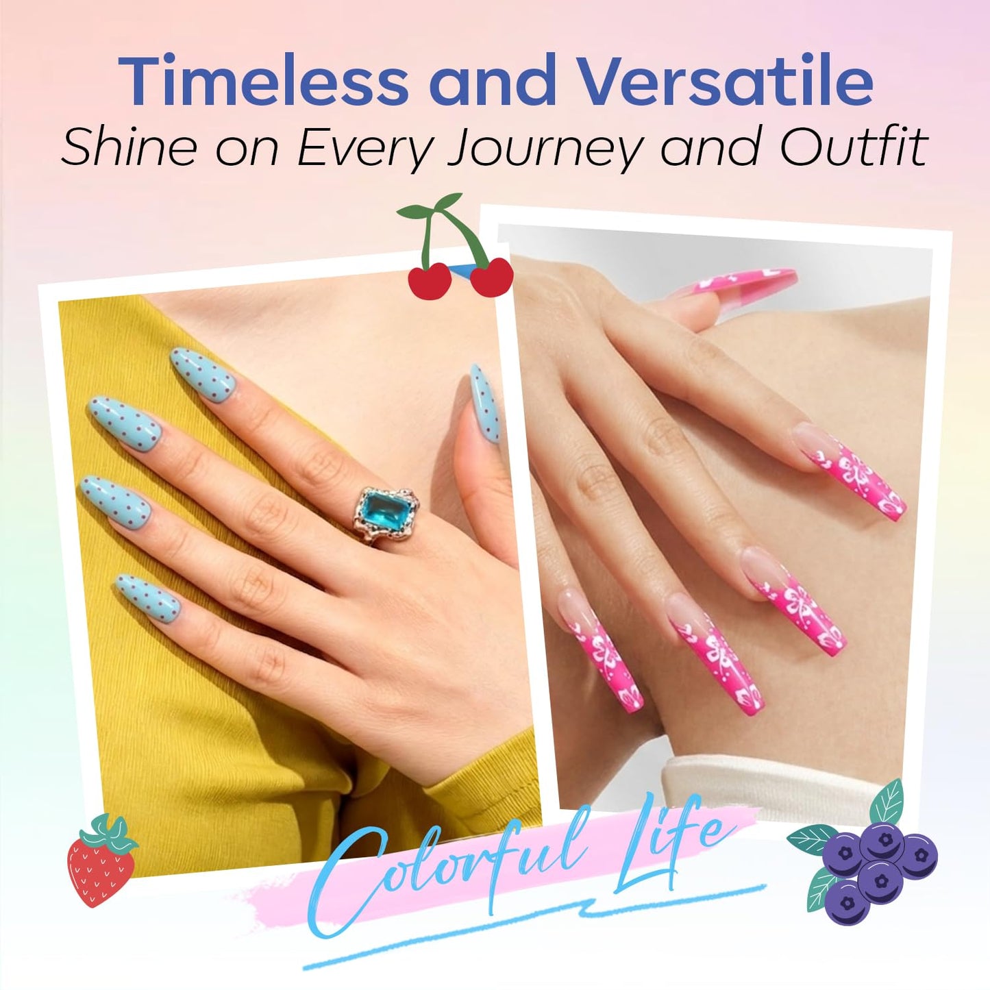modelones Poly Nail Gel Set, 6 Colors Forever Young Collection Turquoise Purple Blue Neon Yellow Hot Pink Poly Extension Builder Gel Nail Spring Hot Summer French Manicure DIY