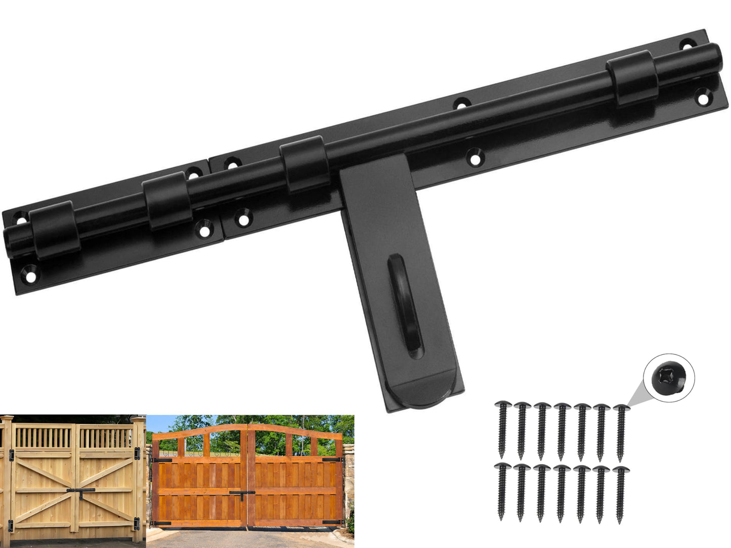 Heavy Duty 17" Carbon Steel Slide Bolt Latch - Extra Thick Security Lock for Barn Doors, Fence Gates, Warehouse, Entry Gates - Left/Right Hand Installation, Welding & Screw Mount (Patent Pending)