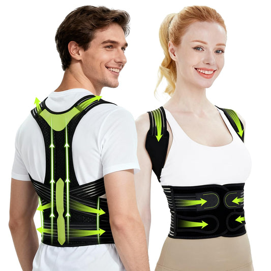 Posture Corrector for Women and Men, Invisible Full Back Support Brace with Enhanced Breathable Mesh, Shoulder Straightener for Back & Neck Pain Relief, Scoliosis & Posture Improvement, Large